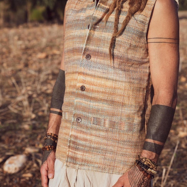 Khadi Cotton Vest with Collar