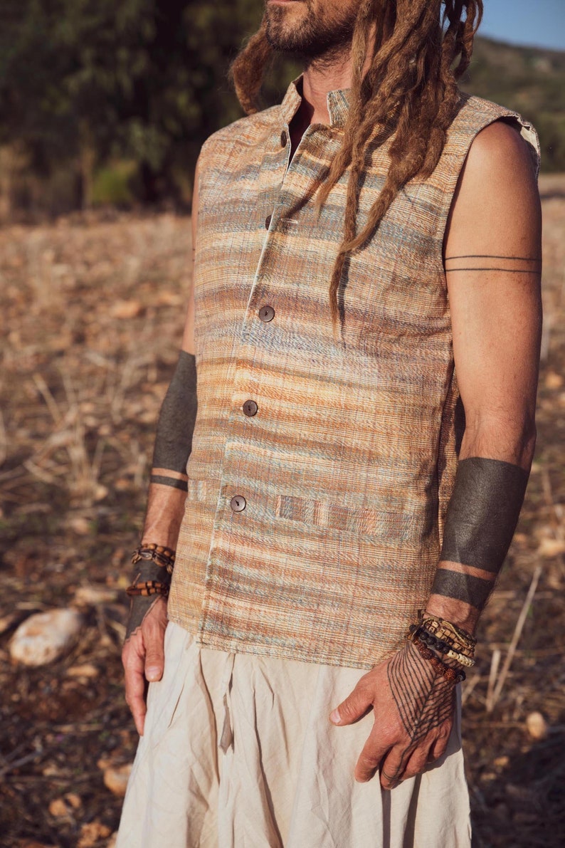 Khadi Cotton Vest with Collar image 1