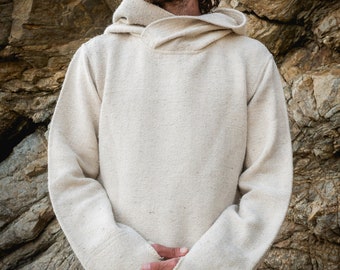 Nomad Pullover with Hoodie ⫸ Handwoven Hemp Wool