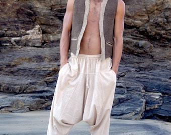 Conjunto Águila ⋙⋘ Chaleco Águila ⋙ Lana de cáñamo tejida a mano + Pantalones harén 3/4 ⋙ Algodón natural