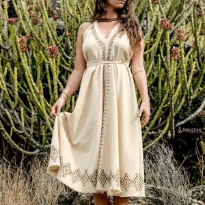 Butterfly Dress »« with Tribal Block Print »» Raw Cotton