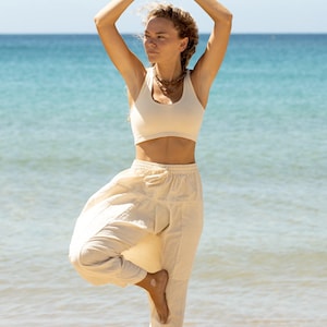 Yoga Outfit ๑⋙ Organic Cotton Yoga Top + 3/4 Harem Pants Handwoven Cotton