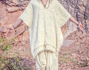 Frayed Raw Cotton Poncho