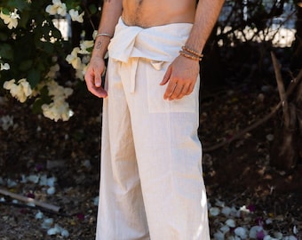 Yoga Fisherman Pants - Handwoven Natural Cotton, Thailand Pants