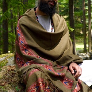 Kullu Shawl with Tribal Pattern ~ Pure Wool