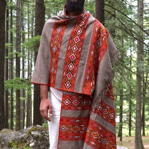 Kullu Shawl with Tribal Pattern ~ Pure Wool