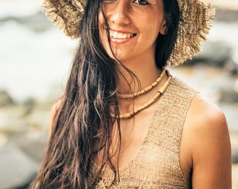 Handmade Unisex Hemp Sun Hat, Natural Fiber Beach Hat