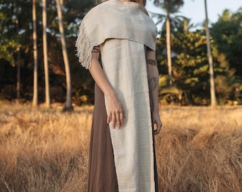 Handwoven Hemp Shawl Scarf ⫸ Soft, Long Wrap