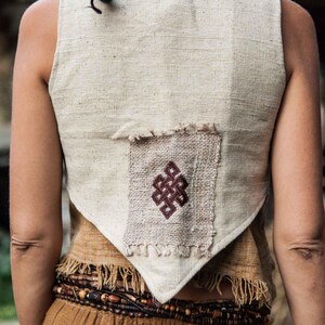 Little Vest With Embroidery Patch ~ Handwoven Raw Silk