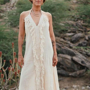 Earth Frayed Dress ~ Handwoven Raw Silk