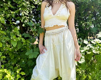 Satya Outfit ⋙⋘ Handloom Khadi Harem Pants and Triangles Top