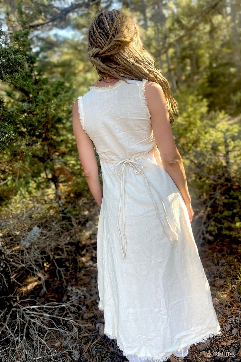 Asymmetrical Sleeveless Dress Handwoven Khadi Cotton image 3