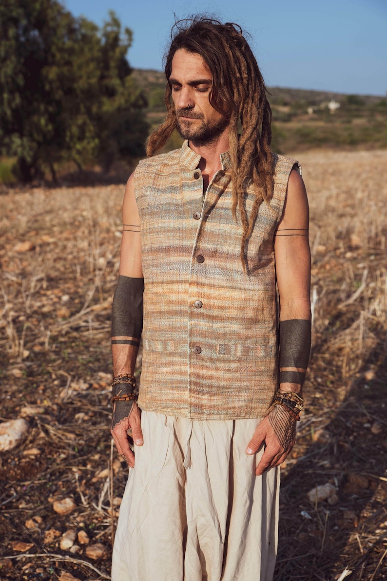 Khadi Cotton Vest with Collar image 6