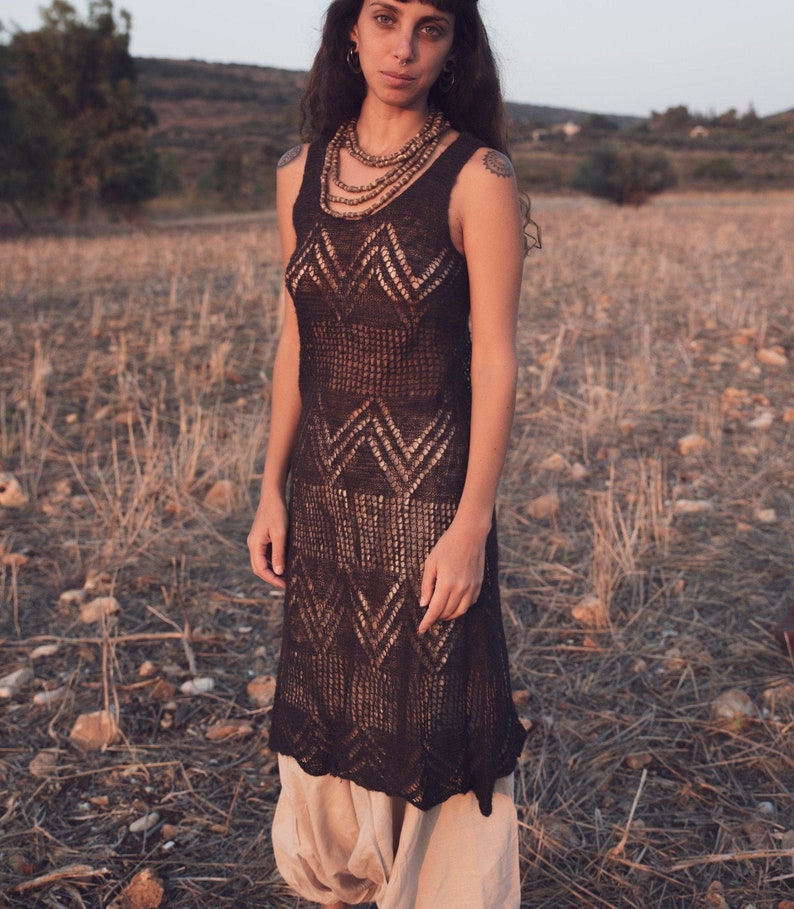 Brown Nettle Yarn Dress Handknitted Himalayan Etsy