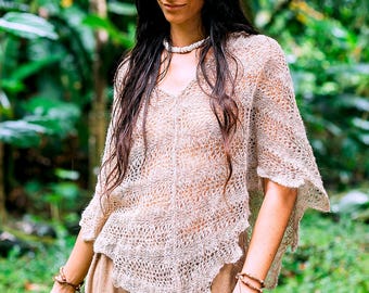 Nettle Poncho ⋙ Knitted from Himalayan Nettle Fiber