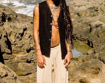 Mens Brown Raw Silk Vest