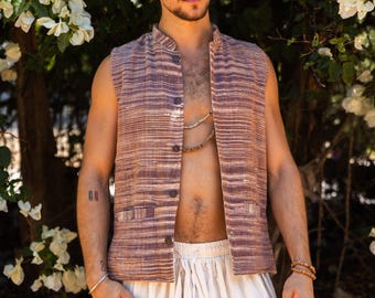 Khadi Cotton Vest with Collar