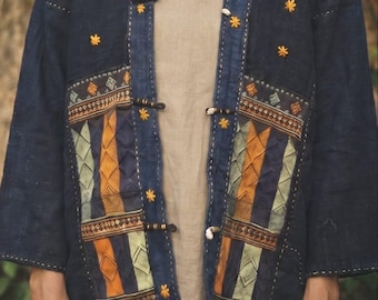 Chaqueta tribal vietnamita ~⋙⋘~ Cáñamo tejido a mano