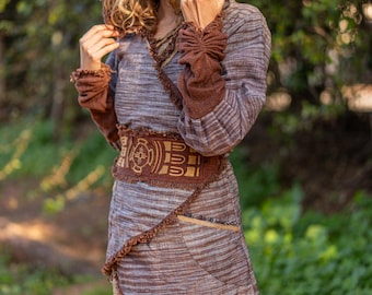 Anuttara Wrap Jacket ⋙ Handwoven Khadi Cotton Jacket with Embroidered Belt