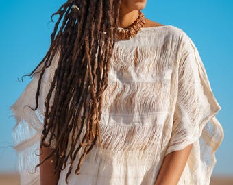 Frayed Cotton Poncho ~⋙