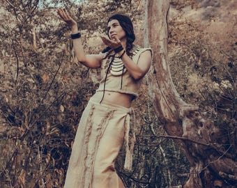 Handwoven Khadi Cotton Boho Skirt, Shaman Style