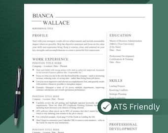 Professional Resume CV Template, Modern Design (Google Docs, Word, Pages)