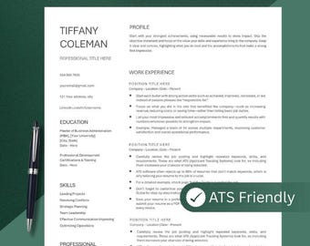 ATS Resume Template Word, Pages, Google Docs, ATS Friendly Resume Template, Ats CV Resume, Simple Resume, Modern Resume, Basic Resume