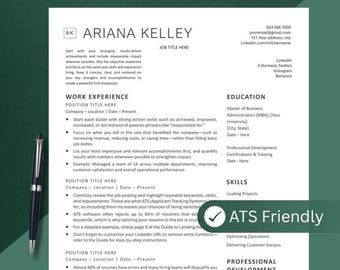 Modern ATS Resume Template for Google Docs, Word and Apple Pages | Single Column, ATS Friendly, Minimalist, Clean, Simple Resume Template