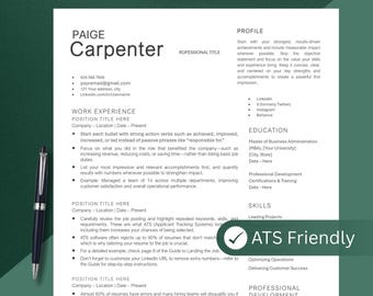 ATS Friendly Resume Template Word, Pages, Google Docs, ATS Resume, ATS Cv Resume Template, Minimalist Resume, Simple Resume, Basic Resume