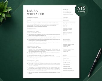 CV Resume Template Word, Pages, Google Docs Resume, Professional Resume Template Modern 2 Pages, CV Template, Clean Modern Resume Template