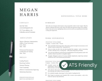 Clean Modern Resume Template, CV Resume Template Word, Pages, Google Docs Resume, Professional Resume Template Modern 2 Pages, CV Template,