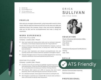 Modern Minimalist Resume Template, ATS Friendly CV (Word, Pages, Docs)