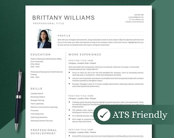 CV Resume with Photo, Resume Template for Word and Mac Pages, Resume with Picture, Curriculum, Creative Modern Resume CV Template