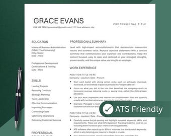 ATS Resume Template for Google Docs, Word and Apple Pages Resume, Simple Basic Resume Template, ATS Compliant Resume Format Instant Download