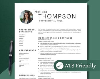 CV Resume with Photo, Resume Template for Word and Mac Pages, Resume with Picture, Curriculum, Creative Modern Resume CV Template