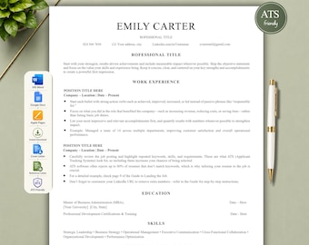 ATS Resume Template | Minimalist CV, Cover Letter (Word, Docs, Pages)