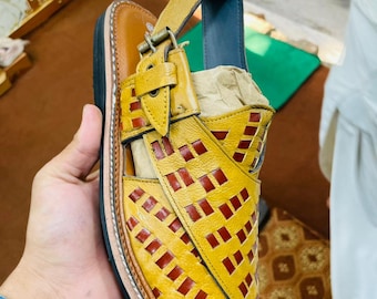 Men's Handmade Leather Peshawari Chappal | Pakistani Kaptaan Sandals