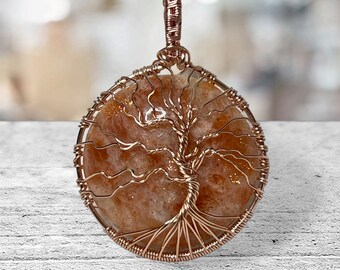 Tree of Life wire wrapped pendant with calcite