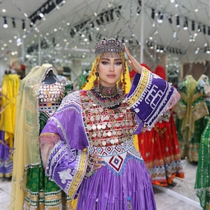 Embroidered Velvet Afghan Dress: Handmade Kuchi Style