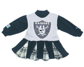 Vestido vintage de los 90 de los Raiders para niña pequeña, NFL Touchdown Club Mighty Mac 2T, nuevo en stock