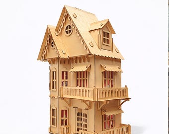 laser cut dollhouse svg, wooden dollhouse dxf, miniature house svg file, cnc dollhouse template, glowforge dollhouse svg instant download