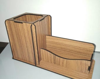 Laser Cut Business Card Holder Stand With Pen Marker Holder  Vector Drawing Files 3mm