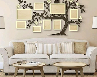 Laser Cut Family Tree With Photo Frames Vector File Photo Tree Home Living Design