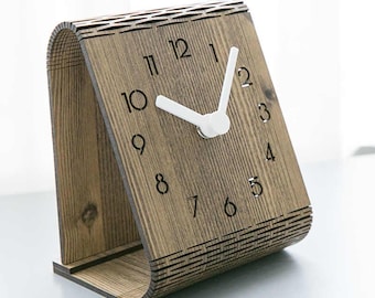 Laser Cut Modern Minimalist Desktop Clock Template Drawing File