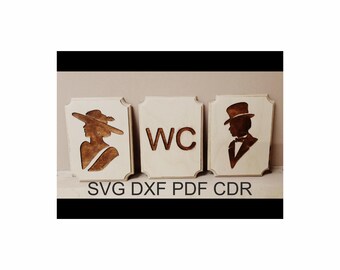 Laser Cut Engrave Basic Lady And Gentlemen Restroom Signs Vector File Cricut Cnc File