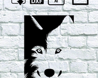 Dog Sticker Stencil Black and White Vector File