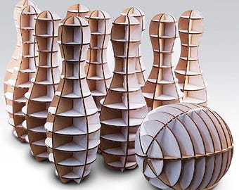 Laser Cut Bowling Pins and Ball Drawing File