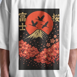 Japanese Tshirt, Japan Gift, Sakura Shirt, Japan Trip Souvenir, Cherry Blossom Tee, Japanese Aesthetic, Mount Fuji Shirt, Sakura Lover Gift