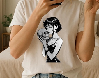 Camiseta Oni Girl, Camiseta de anime, Estética anime, Ropa urbana japonesa, Regalo otaku, Camiseta manga, Camiseta de chica japonesa, Estilo anime