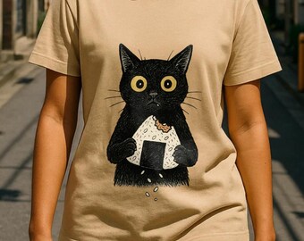 Onigiri Cat T-Shirt: Anime Kitten Graphic Tee - Japanese Streetwear